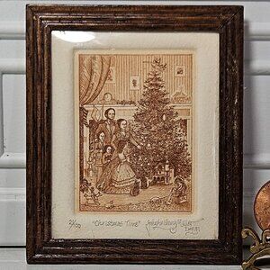 John Anthony Miller Copper Engraved Plate Etching "Christmas Time"